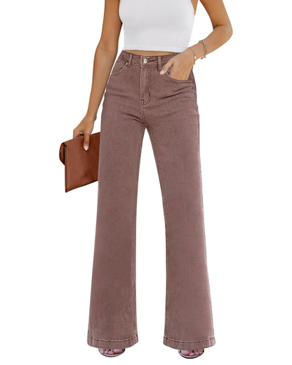 GRAPENT Womens Flare Jeans High Waisted Wide Leg Baggy Jean for Women Stretch Denim Pants