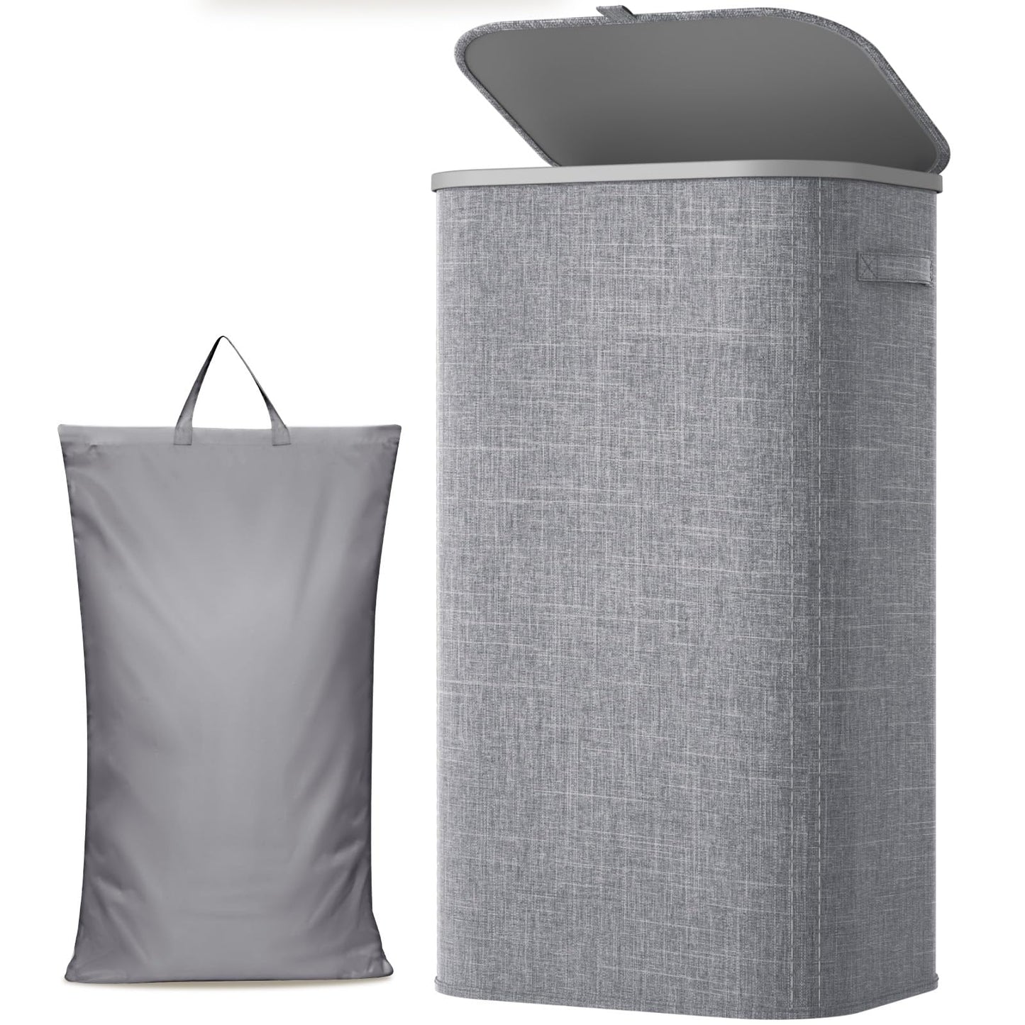 Lifewit 105L Large Laundry Basket with Lid, Laundry Hamper with Plastic Handles and Removable Bag, Foldable Tall Dirty Clothes Hampers for Laundry for Laundry Room, Bedroom, Bathroom, Dorm, Beige