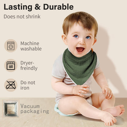 NISXABEBE Musselin-Baby-Lätzchen, 6er-Pack, Baby-Bandana-Spucktücher aus 100 % Baumwolle für Jungen und Mädchen, unifarbene Lätzchen für Spucken und Zahnen (Jungen)