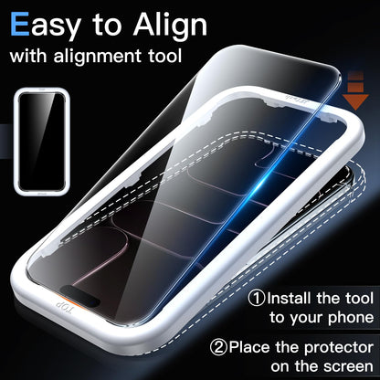 JETech Displayschutzfolie für iPhone 16 6,1 Zoll, gehärtetes Glas mit einfachem Installationstool, Case-Friendly, HD Klar, 3 Stück