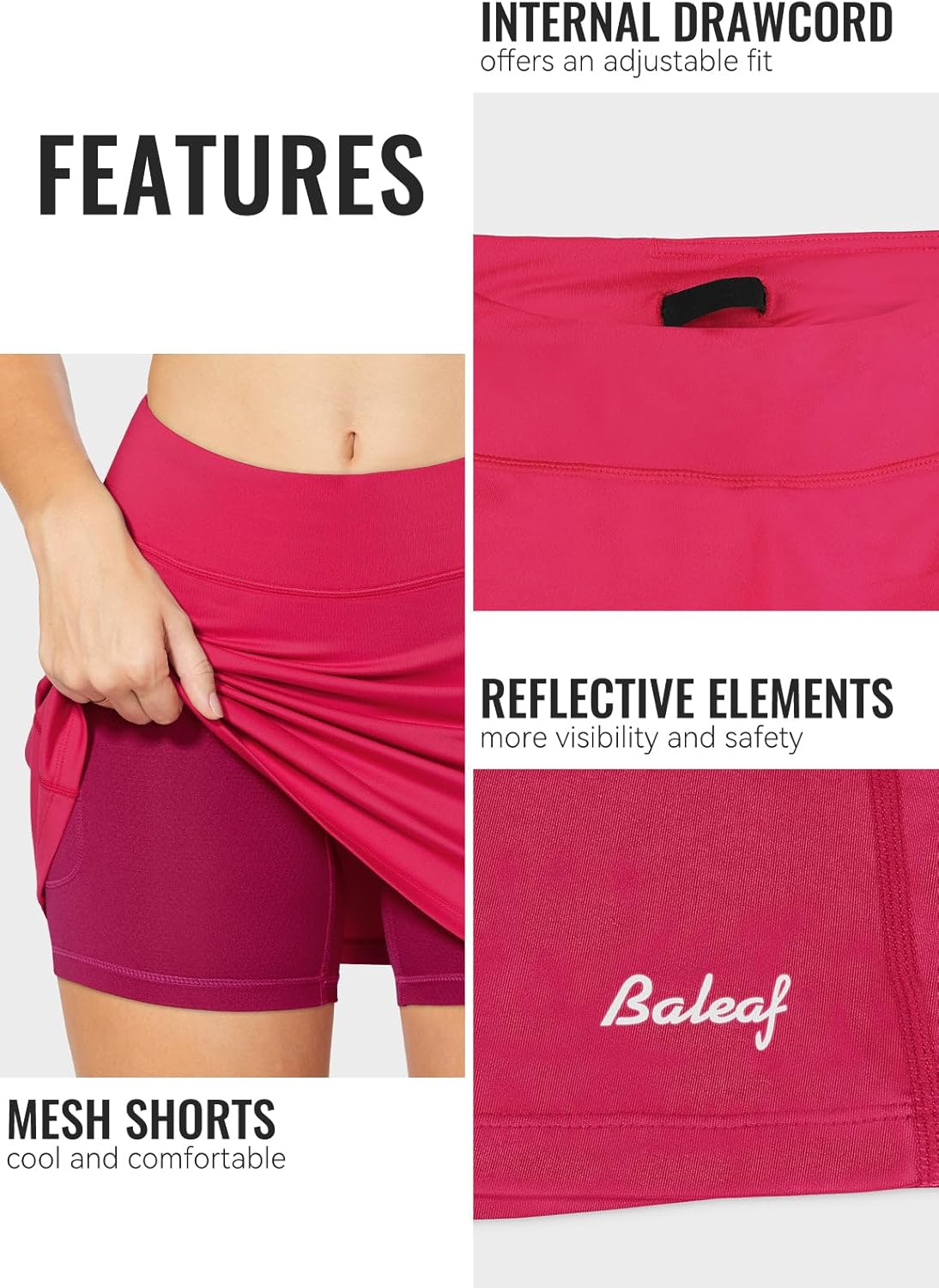 baleaf Damen Tennis Golf Röcke Skorts mit Shorts Laufsport Stretch Athletic mit Innentaschen