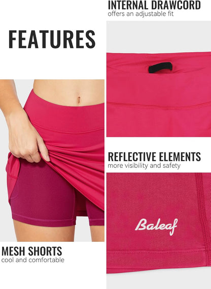 baleaf Damen Tennis Golf Röcke Skorts mit Shorts Laufsport Stretch Athletic mit Innentaschen