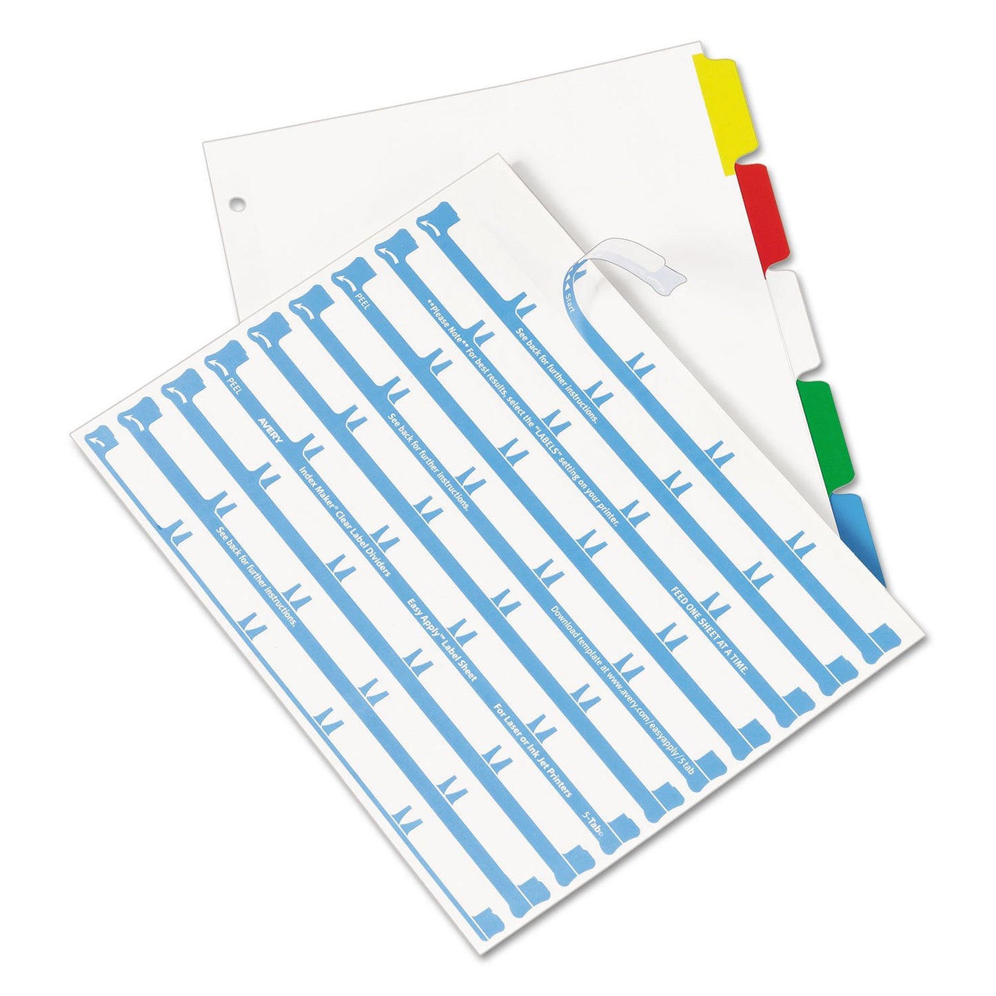 Avery 8 Tab Dividers for 3 Ring Binder, Easy Print & Apply Clear Label Strip, Index Maker Customizable Multicolor Tabs, 25 Sets (11424)