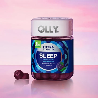 OLLY Extra Strength Sleep Gummy, 5 mg Melatonin, L-Theanine, Chamomile, Lemon Balm, Sleep Aid, BlackBerry - 50 Count (Pack of 12)