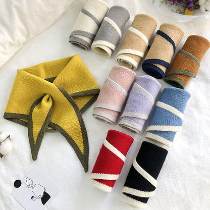Dreieckstücher für Damen Halstuch für Damen Gekreuztes Tuch für Damen Koreanische Version Gestrickter Wollkragen