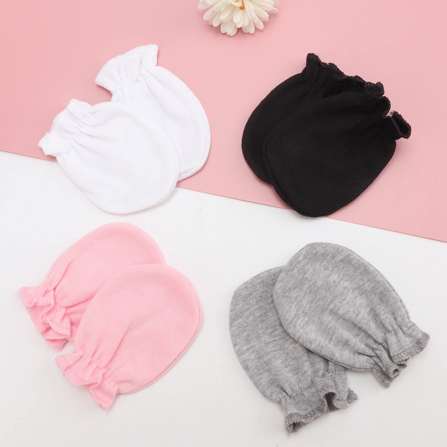 BQUBO Baby Fäustlinge Kratzschutz Handschuhe aus Baumwolle mit elastischem Bündchen Hypoallergen für Neugeborene und Babys von 0-6 Monaten Jungen und Mädchen