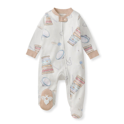 Burt's Bees Baby Boys Sleep and Play Pajamas, 100% Organic Cotton, One-piece PJs, Diagonal Zip Up Loose Fit Footie