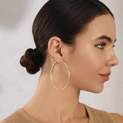 Große Gold Creolen für Frauen, Hypoallergene Dünne Gold Creolen, Sterling Silber Creolen für Damen, Extra Große, Mittelgroße, Große Creolen