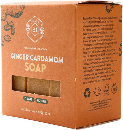 CRATE 61 ORGANICS Vegane Naturseife, handgemachte Seife mit hochwertigen ätherischen Ölen, kaltgepresst für Gesicht und Körper für Männer und Frauen, 3er-Pack (4 oz, Riegel) (Eucamint)