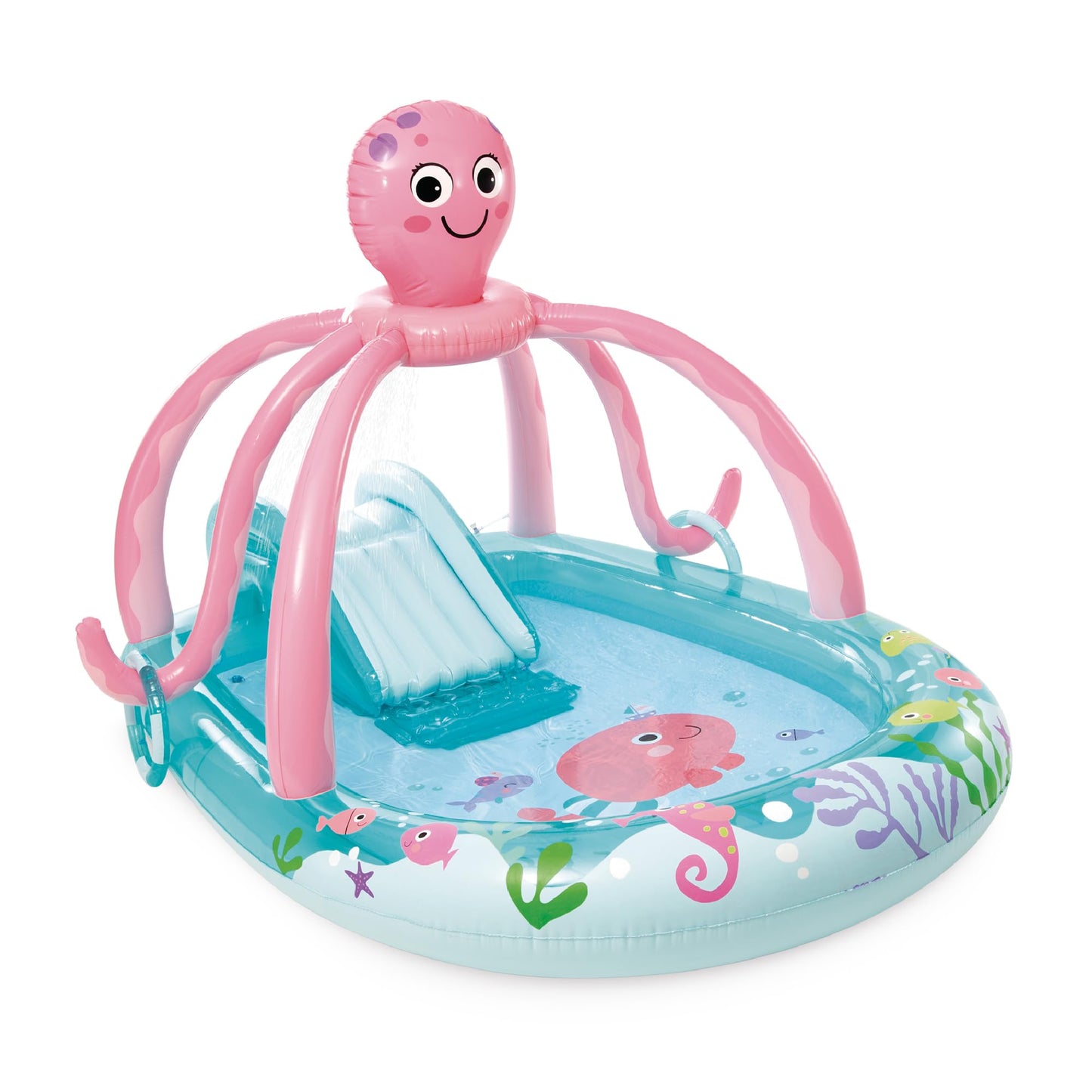 Intex 96" x 78" x 28" Inflatable Jungle Adventure Play Center Spray Kiddie Pool - Backyard Kids Water Slide, Outdoor Blow-Up Splash Pad for Toddlers