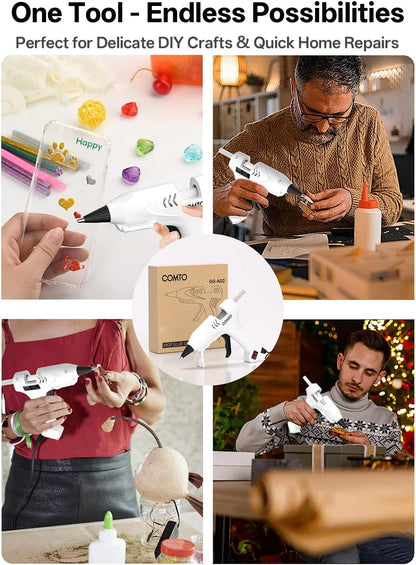 Heißklebepistolen-Set mit 30 Klebesticks, 20W Schnellaufheizende Mini-Heißklebepistole und Klebesticks-Set für Schulbasteleien, Heimwerkerbedarf, Kunsthandwerk und schnelle Reparaturen zu Hause, Weiß