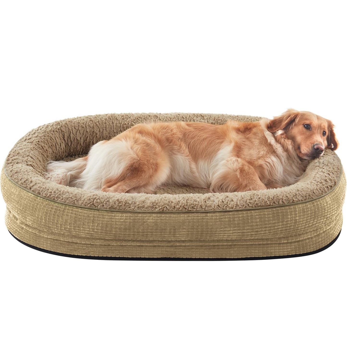 JOEJOY Orthopedic Dog Beds Large Sized Dog, XL Egg-Crate Memory Foam Pet Couch Bed with Bolster Sides, Waterproof Lining, Removable Washable Cover & Non-Slip Bottom, Brown