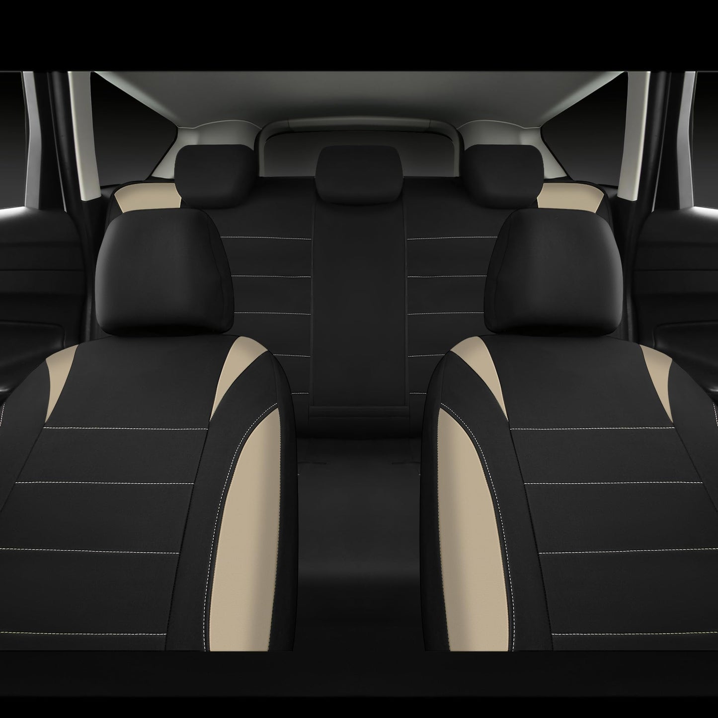 CAR Pass Neoprene Waterproof Two Front Car Seat Covers Set- Universal Fit for Vehicles, Airbag Compatiable(Black)