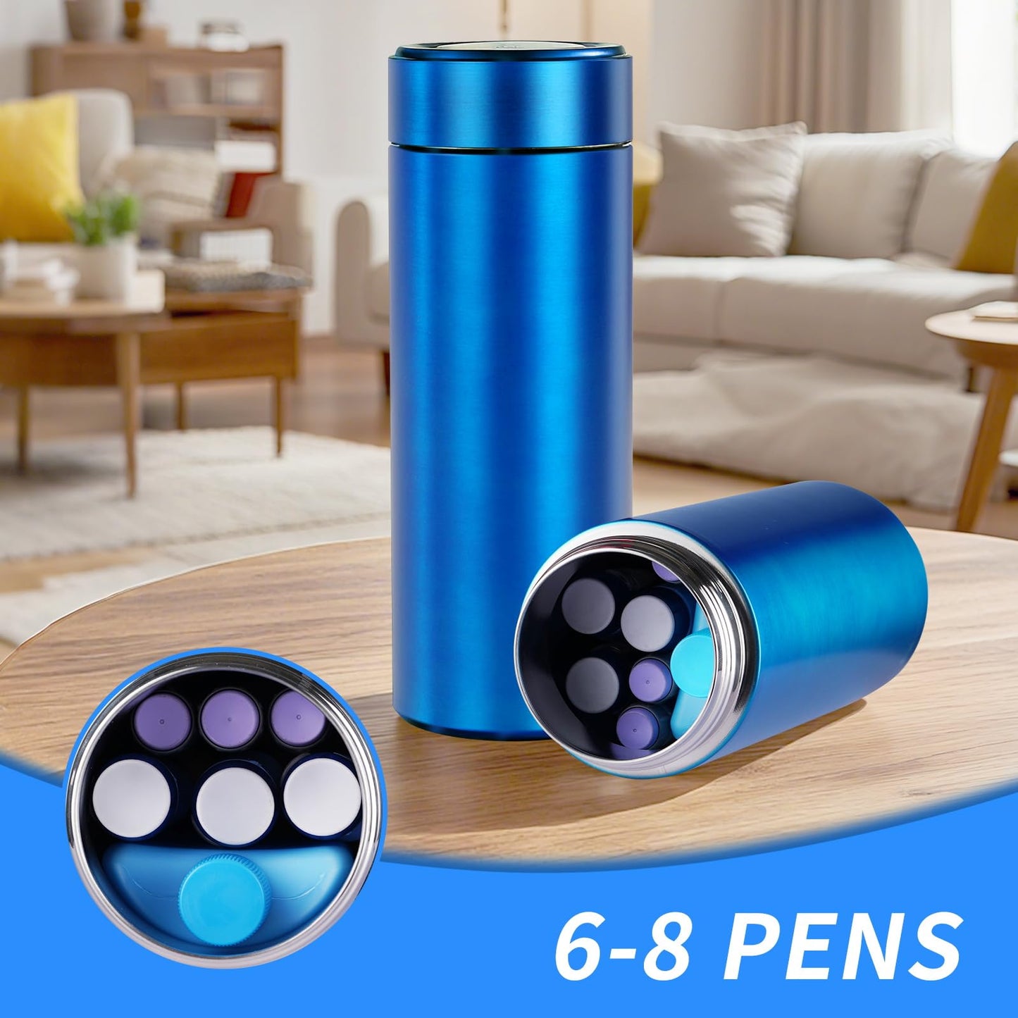 60H Insulin Pens Cooler Hold 6-8 Pens Travel Case Medication Cooler for Travel TSA Approved Medicine Cooler Medical Diabetic Travel Cooler Bag Epipen Carry Case Blue