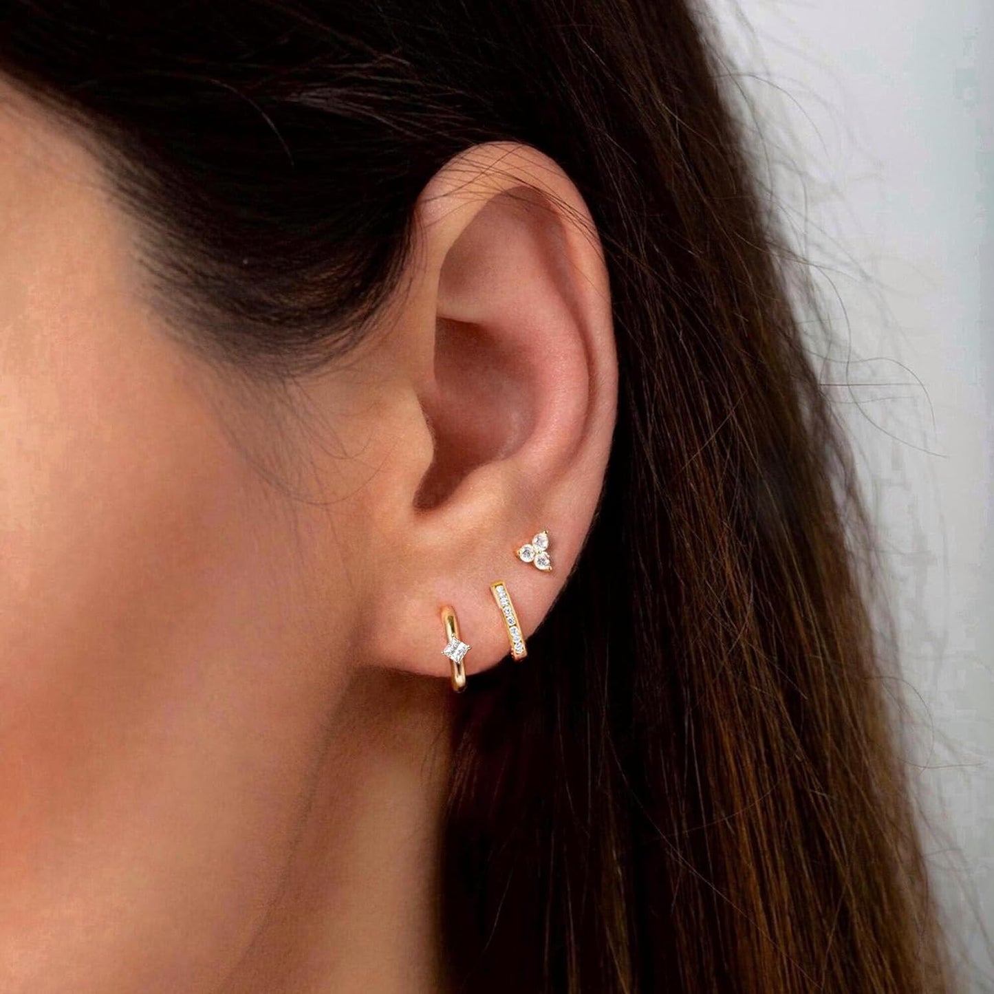 Gold Earrings For Women, Dainty Huggie Earrings Stack 14K Gold Plated Pearl Dangle Earrings for Women Trendy Cute Hypoallergenic Unique Gold Earring Stack Fashion Gold Jewelry Gifts