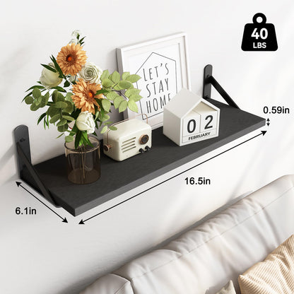 Fixwal Floating Shelves for Wall, Wood Wall Mounted Shelves for Bedroom, Bathroom, Living Room, Kitchen Storage and Decor(Brown, Set of 4, 16.5 Inch)