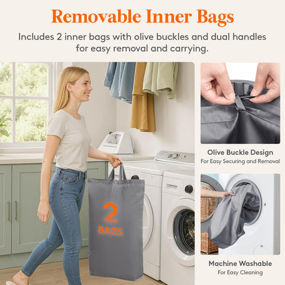 Lifewit 105L Large Laundry Basket with Lid, Laundry Hamper with Plastic Handles and Removable Bag, Foldable Tall Dirty Clothes Hampers for Laundry for Laundry Room, Bedroom, Bathroom, Dorm, Beige