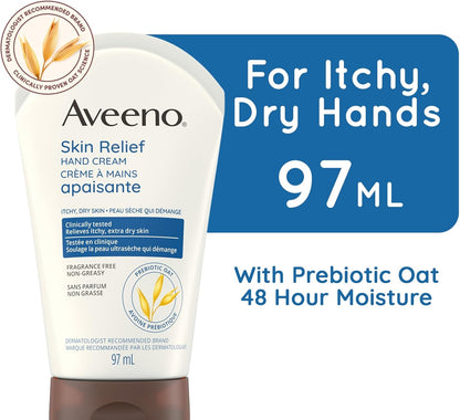Aveeno Intense Relief Handcreme, sehr trockene Haut, Feuchtigkeitspflege, parabenfrei, empfindliche Haut, nicht fettend, 97 ml