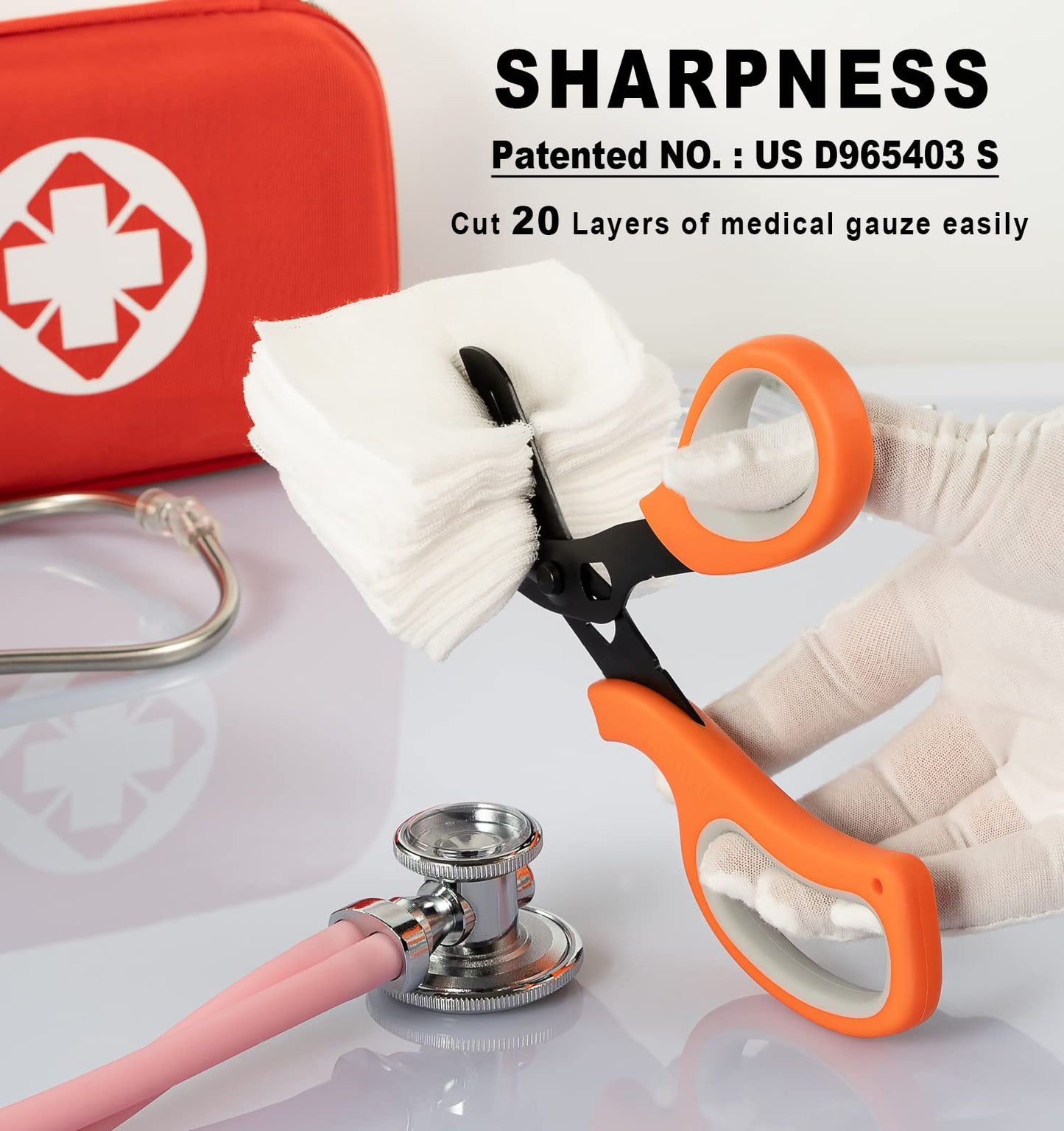 MEUUT 2 Pack Medical Scissors Trauma Shears for Left and Right Hand -Patented Bandage Scissors All Purpose with Non-Stick Blades, Surgical Grade Shears Stainless Steel EMT Scissors for Nurses EMT