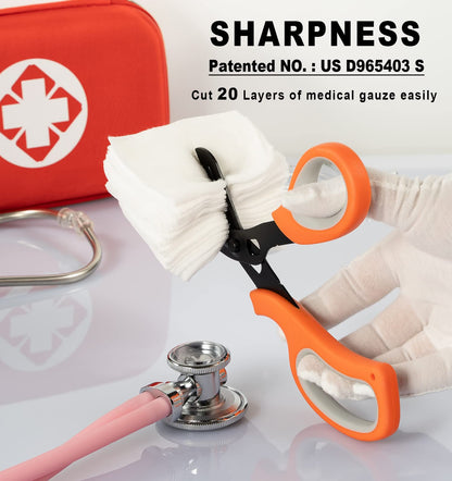 MEUUT 2 Pack Medical Scissors Trauma Shears for Left and Right Hand -Patented Bandage Scissors All Purpose with Non-Stick Blades, Surgical Grade Shears Stainless Steel EMT Scissors for Nurses EMT