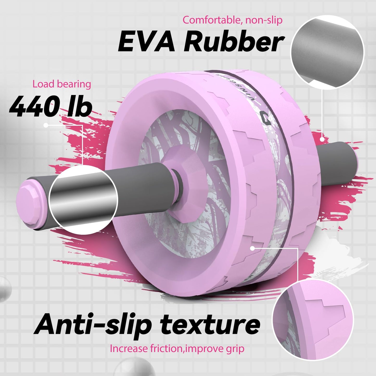 VINSGUIR Ab Roller Wheel, Abs & Core Workout Equipment for Home Gym with Knee Pad Accessories, Abdominal Wheel for Full-body Strength Training