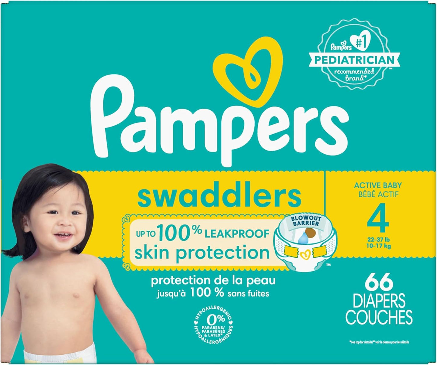 Pampers Swaddlers Windeln, Größe 0 (bis 4,5 kg), 84 Stück, Saugfähig, Hält Babys trocken und bequem, Hautverträgliche Einwegwindel