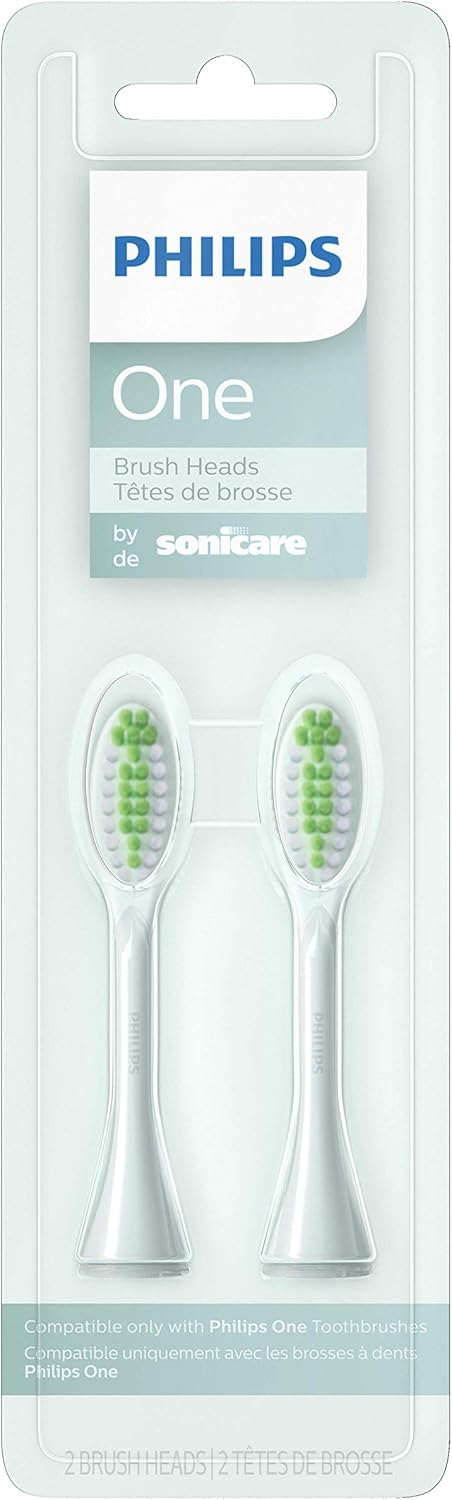 Philips One by Sonicare Ersatzbürstenköpfe, 2er-Pack, Schwarz, Kompatibel mit Philips One elektrische Zahnbürste, BH1022/06