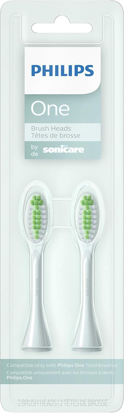 Philips One by Sonicare Ersatzbürstenköpfe, 2er-Pack, Schwarz, Kompatibel mit Philips One elektrische Zahnbürste, BH1022/06