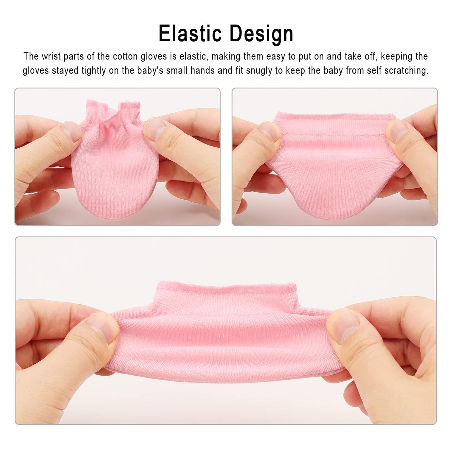 BQUBO Baby Fäustlinge Kratzschutz Handschuhe aus Baumwolle mit elastischem Bündchen Hypoallergen für Neugeborene und Babys von 0-6 Monaten Jungen und Mädchen