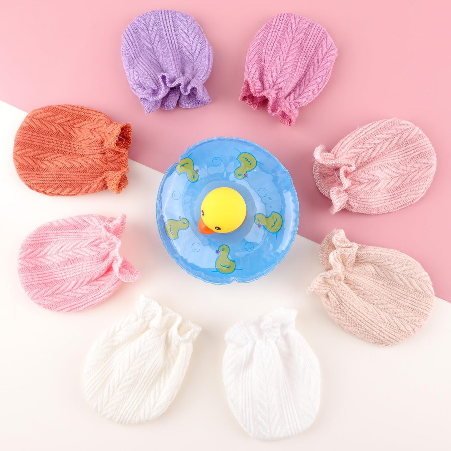BQUBO Baby Fäustlinge Kratzschutz Handschuhe aus Baumwolle mit elastischem Bündchen Hypoallergen für Neugeborene und Babys von 0-6 Monaten Jungen und Mädchen