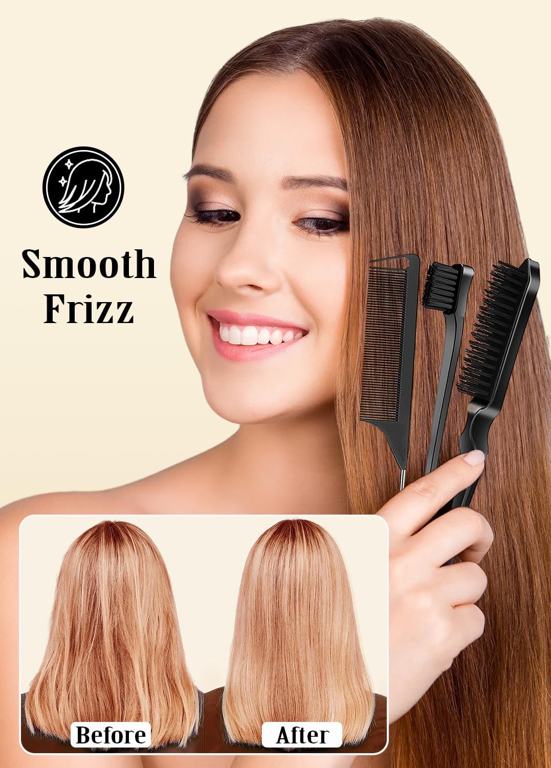 Haarbürste für Sleek-Look, Haarwachs-Stick für glatte abstehende Haare, gegen Frizz, für elegante Pferdeschwänze, Dutts – Gel, Pomade, Balsam-Stick für Frauen – Styling-Accessoires für Mädchen, Kinder