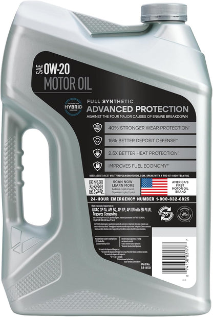 Valvoline Advanced Full Synthetic SAE 0W-20 Motor Oil 5 QT