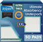 Inspire Super Absorbent Disposable Bed Pads for Chronic Incontinence Ultra Thick and Absorbent Bed Pads Disposable Adult | Pee Pads for Adults (36" X 36" Pack of 50) XX Large