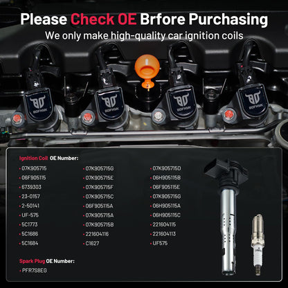 BDFHYK Ignition Coil Pack UF648 and Iridium Spark Plug 97390 Compatible with Jeep Grand Cherokee 2011-2015 Jeep Wrangler Dodge Charger Grand Caravan 2016 Chrysler 200 300 Jeep Coil Pack 3.6L Set of 6