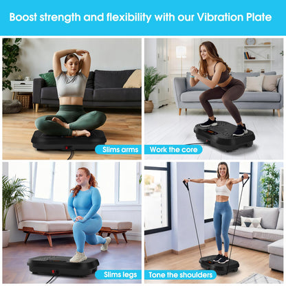 SoftGym Waver Vibration Plate Exercise Machine for Lymphatic Drainage Weight Loss,120 Speed Levels Vibrating Platform with Resistance Bands,Full-Body Workout Equipment for Muscle Activation