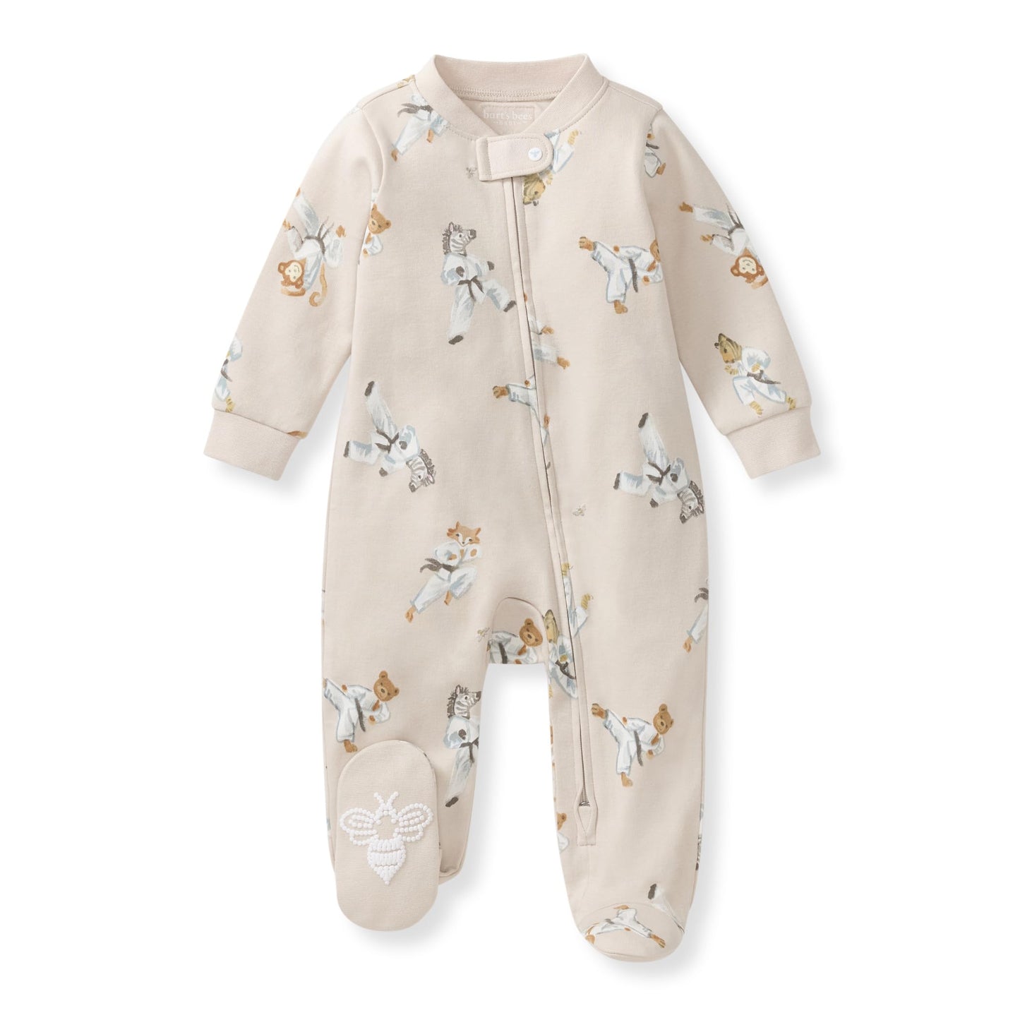 Burt's Bees Baby Boys Sleep and Play Pajamas, 100% Organic Cotton, One-piece PJs, Diagonal Zip Up Loose Fit Footie