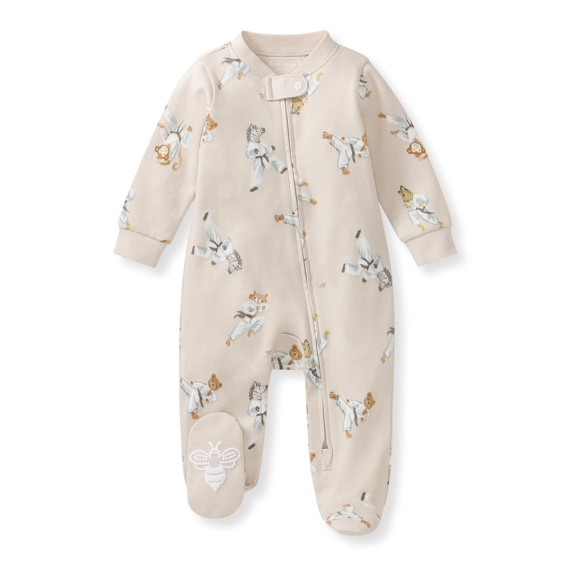 Burt's Bees Baby Boys Sleep and Play Pajamas, 100% Organic Cotton, One-piece PJs, Diagonal Zip Up Loose Fit Footie
