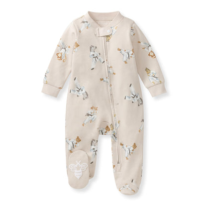 Burt's Bees Baby Boys Sleep and Play Pajamas, 100% Organic Cotton, One-piece PJs, Diagonal Zip Up Loose Fit Footie
