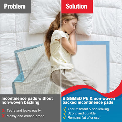 BIGGMED Tear-Resistant Incontinence Bed Pads 40'' x 36'' 130 Gram Heavy Duty (25 Count) Disposable Underpads Chucks Pads for Adults, Kids & Elderly | Protection Pads for Bed, Sofa, and Chair