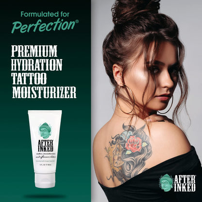 After Inked Tattoo Aftercare Lotion – Moisturizing Balm for Inked Skin, As Seen on INK MASTER – Hydrating Cream with Grape Seed Oil, Skin Nourishment & Daily Maintenance– 3 Fluid oz Tube (12-Pack)
