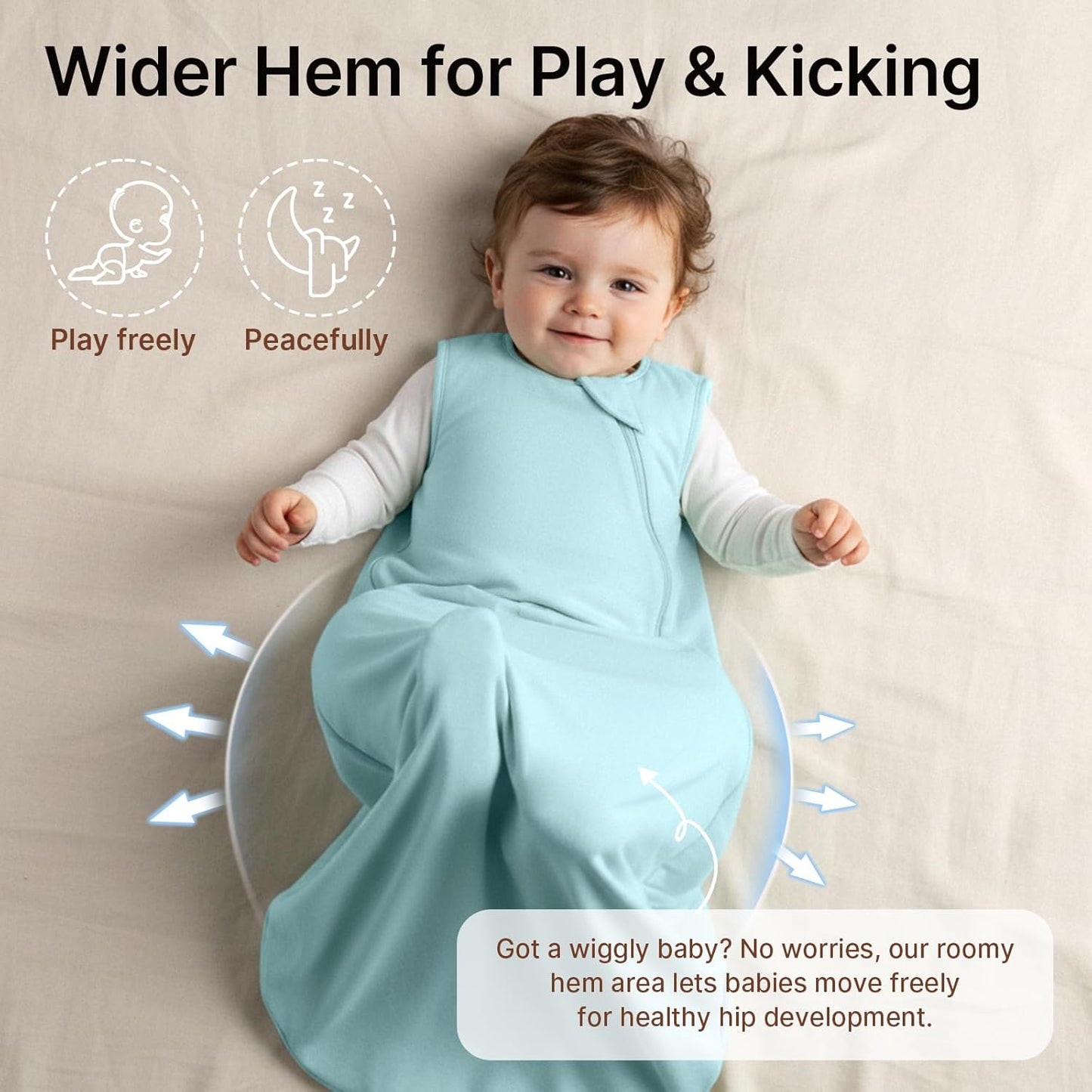 Supersoft Rayon Made from Bamboo Sleep Sack 3-6 Months Newborn Sleep Sack 0-3 Months 1.0 Tog Baby Wearable Blanket with 2-Way Zipper Unisex Sleeping Bag for Babies (2 Pack) Green & Blue