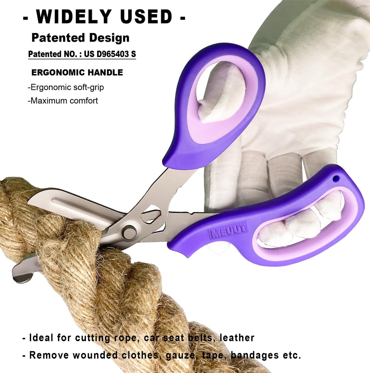 MEUUT 2 Pack Medical Scissors Trauma Shears for Left and Right Hand -Patented Bandage Scissors All Purpose with Non-Stick Blades, Surgical Grade Shears Stainless Steel EMT Scissors for Nurses EMT