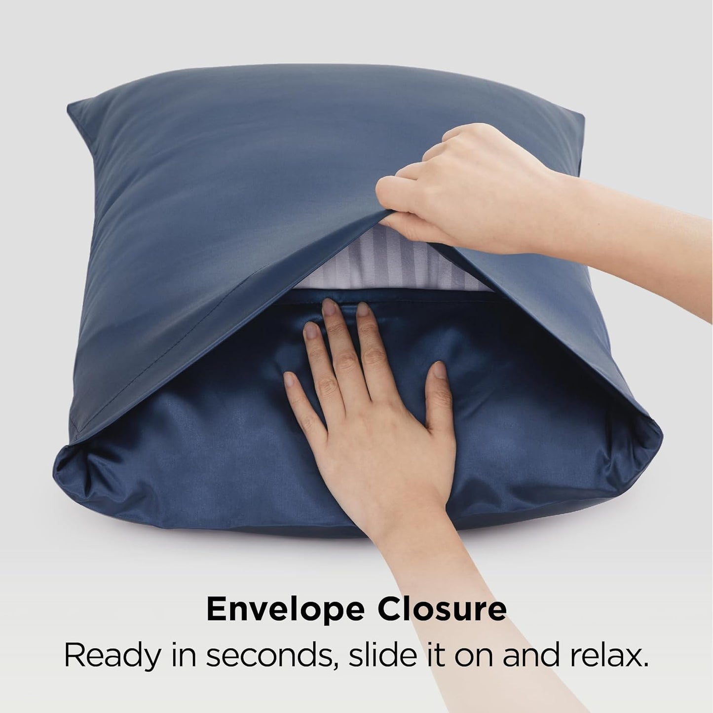 Bedsure Satin-Kissenbezug, Queen-Size, 2er-Pack, Seidenkissenbezügen ähnlich, seidige Kissenhüllen mit Hotelverschluss, Raumdeko, Valentinsgeschenke für Frauen und Männer, Grau, 50x75 cm