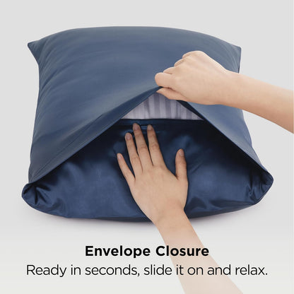 Bedsure Satin-Kissenbezug, Queen-Size, 2er-Pack, Seidenkissenbezügen ähnlich, seidige Kissenhüllen mit Hotelverschluss, Raumdeko, Valentinsgeschenke für Frauen und Männer, Grau, 50x75 cm