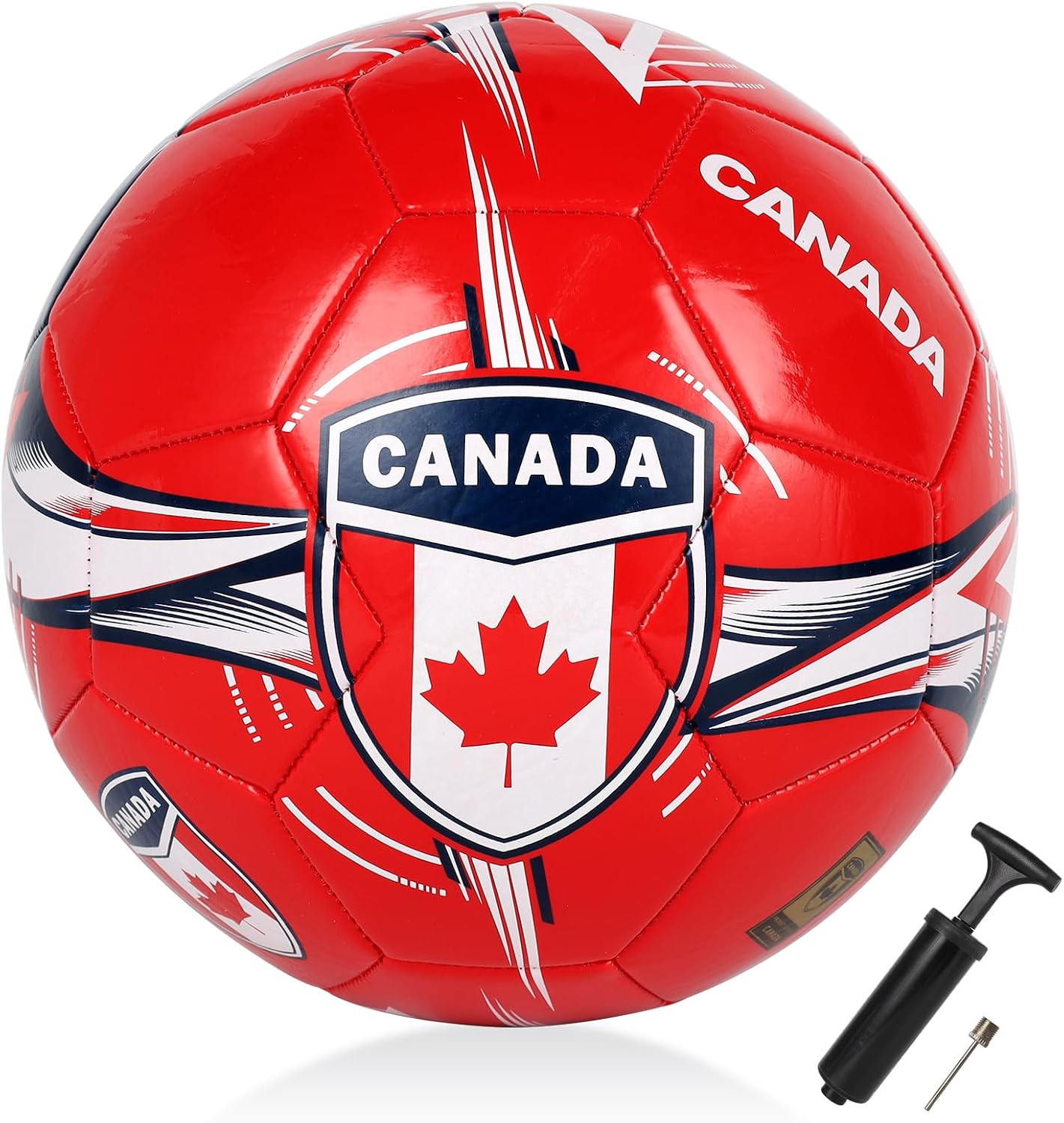 CLASICO Canada National Soccer Ball with Free Carrying Needle, Official Size 5 for Ages 14+