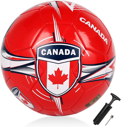 CLASICO Canada National Soccer Ball with Free Carrying Needle, Official Size 5 for Ages 14+
