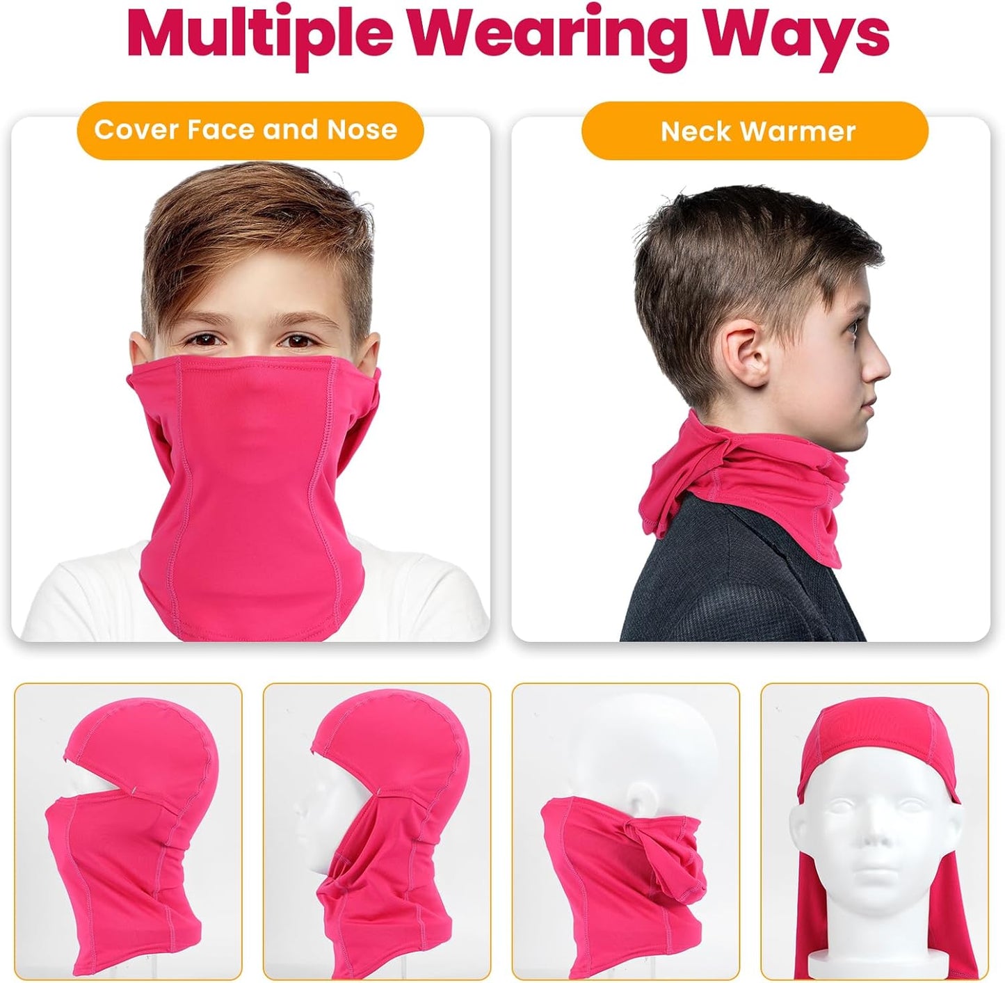 Kinder Sturmhaube Skimaske Kinder Schal Kinder Fleece Nackenwärmer Kälteschutz Gesichtsmaske für Jungen Mädchen Schwarz