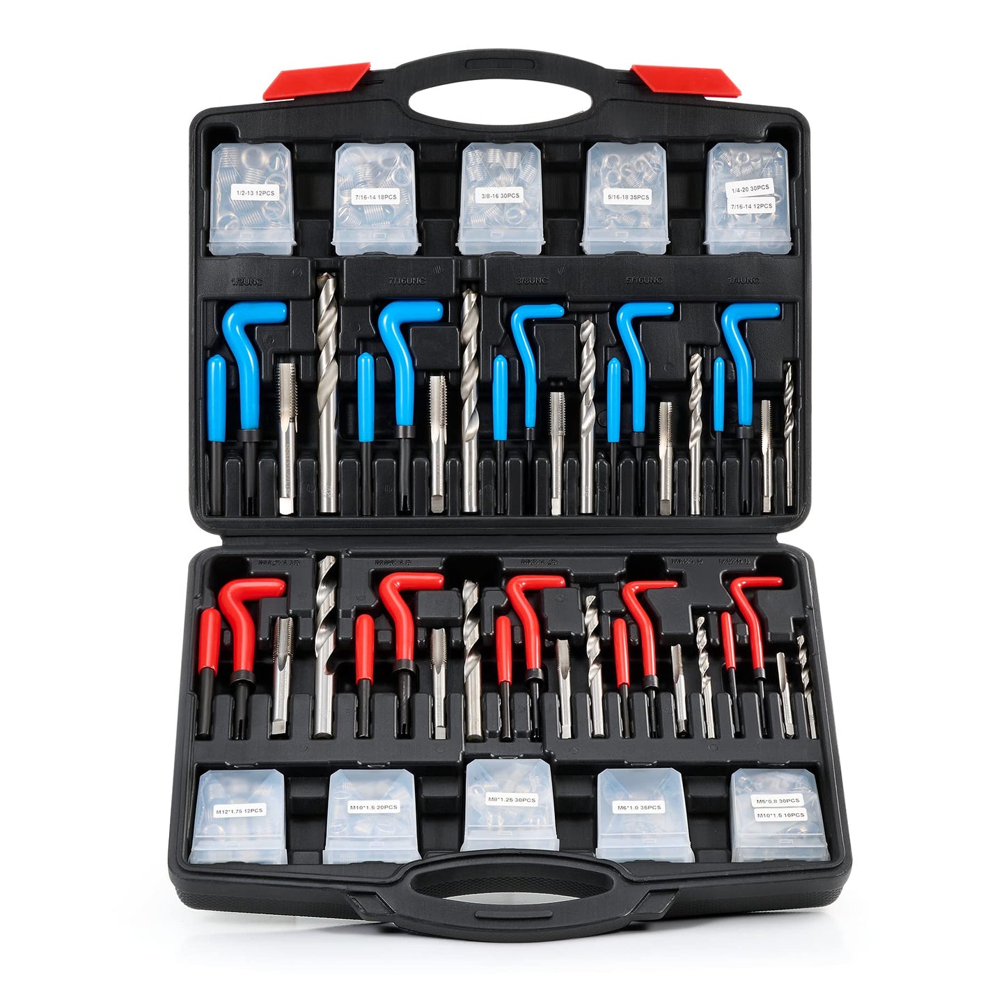 Orion Motor Tech 172pc Thread Repair Kit, Metric Thread Restorer Kit with HSS Drill Bits Taps Inserts Breakoff Installation Tools, Auto Rethreading Restorer Tool Kit in M5 M6 M8 M10 M12 Sizes
