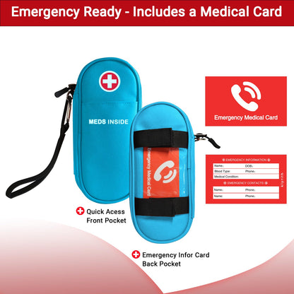 EpiPen Carry Case Insulated, Travel Medical Bag with YKK Zipper, Hold 2 Epi Pens or Auvi-Q, Anti-Histamine, Asthma Inhaler, Allergy Medicines, Emergency Medication Organizer Pouch, Red