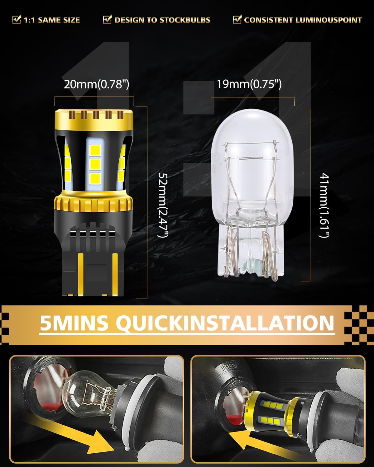LUYED 3157 LED-Birnen Rückfahrlicht Xenon-Weiß 1800 Lumen Super Hell 78 SMD 3056 3156 3057 4157 LED-Birnen, Verwendet für Rückfahrlichter, Bremslichter, Rücklichter, Blinker, 2er-Pack